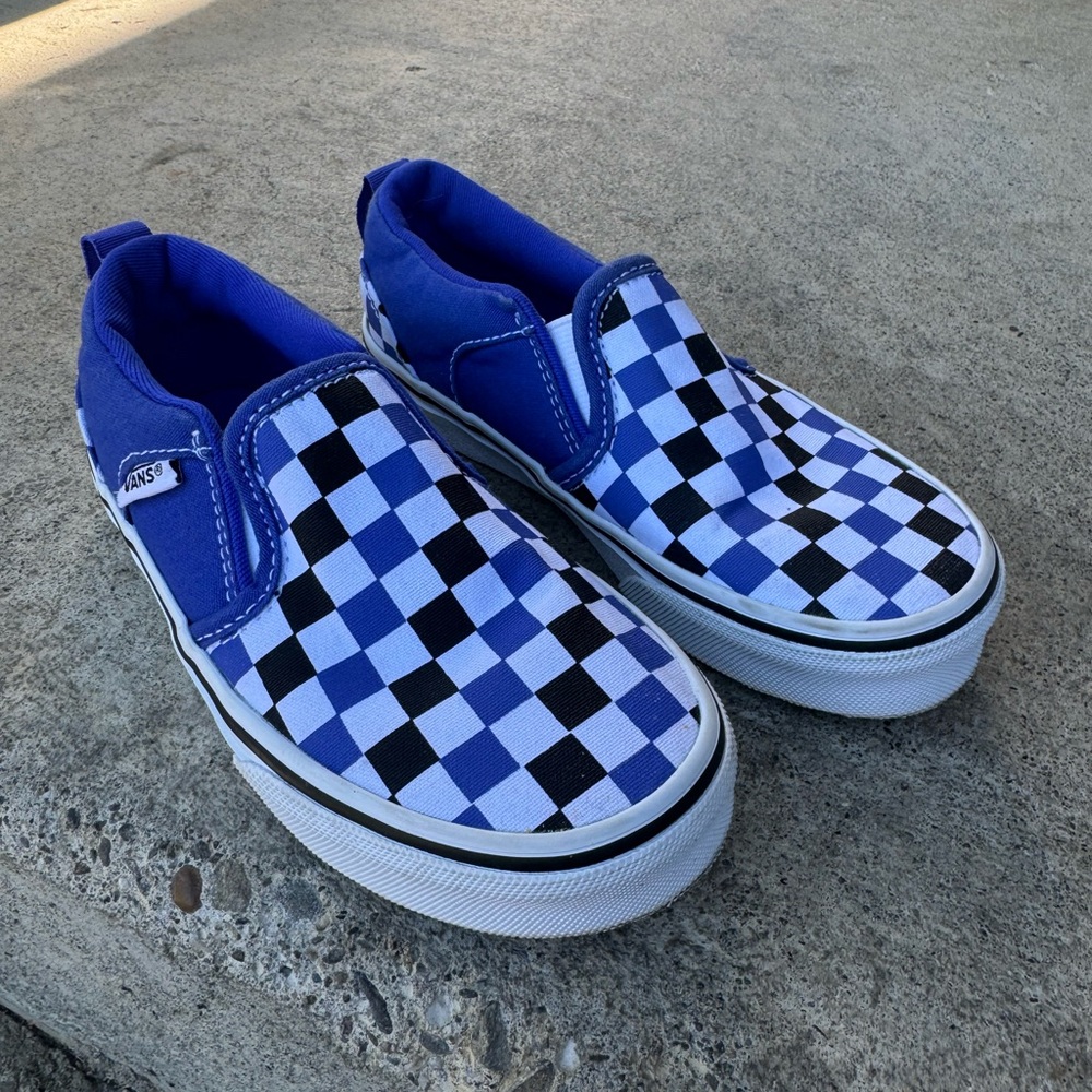 Vans checkerboard kids blue
